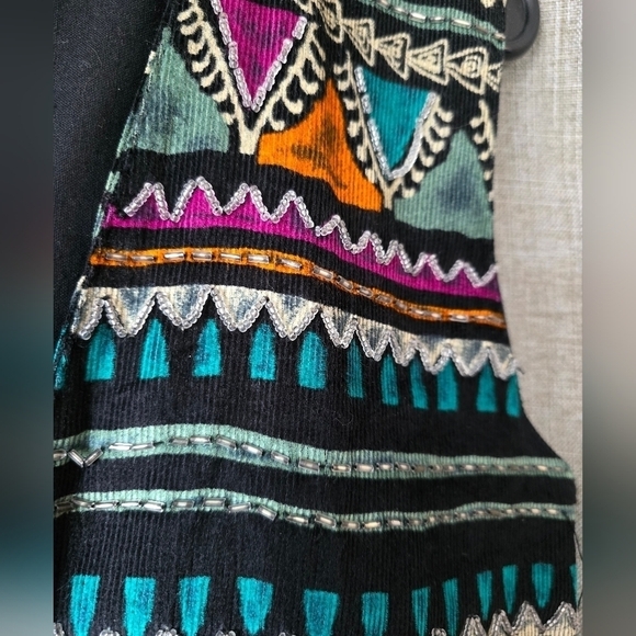 Vintage 80s Vest Women's Ugly Southwest Tribal Abstract Beaded Size Small - Picture 2 of 5